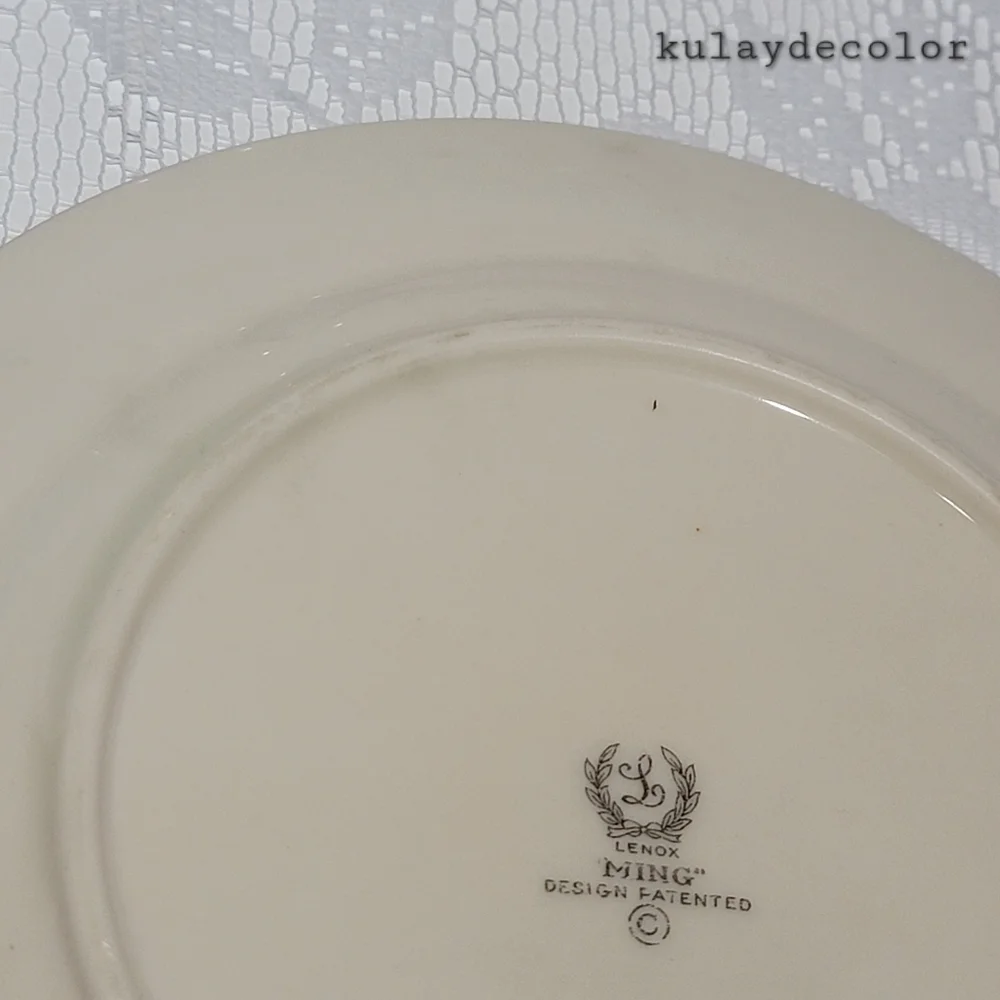 Lenox Ming Birds Salad Plates Set of 4 Vintage Floral Bird Gold Trim Black Stamp